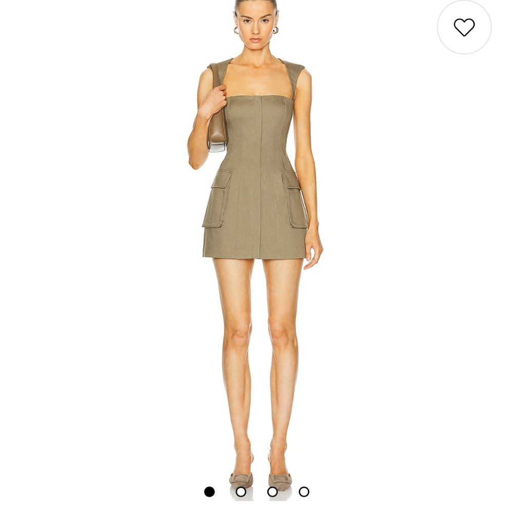 L'Academie Olive Green Mini Dress with Utility Pockets